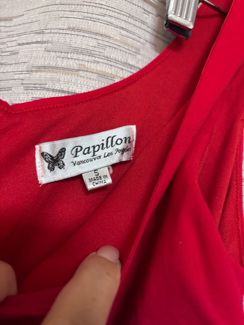 Papillon Blanc Red Ruched Scoop Neck Midi Dress - Picture 5 of 5